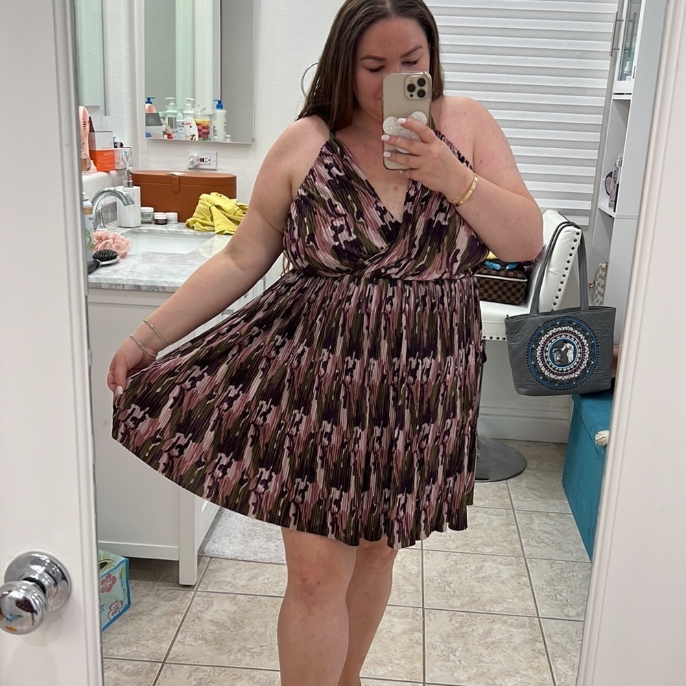 NEW bebe Camo Print Fit and Flare Dress